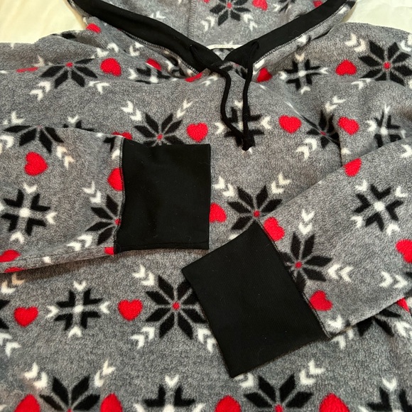 Snowflakes and Hearts Fleece Hooded Winter Lounge PJ Buffalo David Bitton Large - Picture 5 of 10
